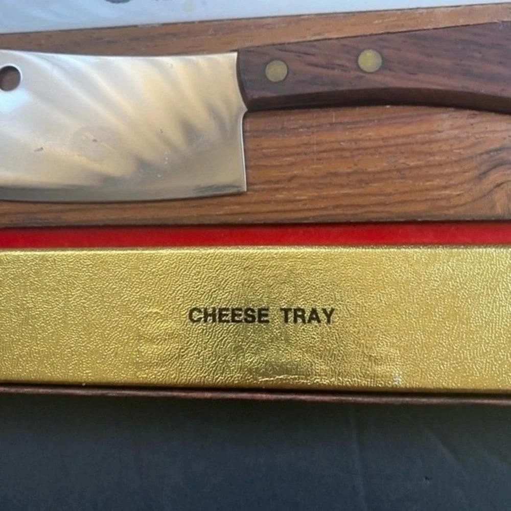 Vintage Cheese Board W/Knife Old Tavern Design Vanderbilt Flour Co. Japan